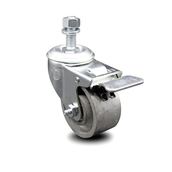 Semi Steel Swivel TS Caster w/Roller Bearing-3" Wheel&1/2" Stem w/Total Lock BRK
